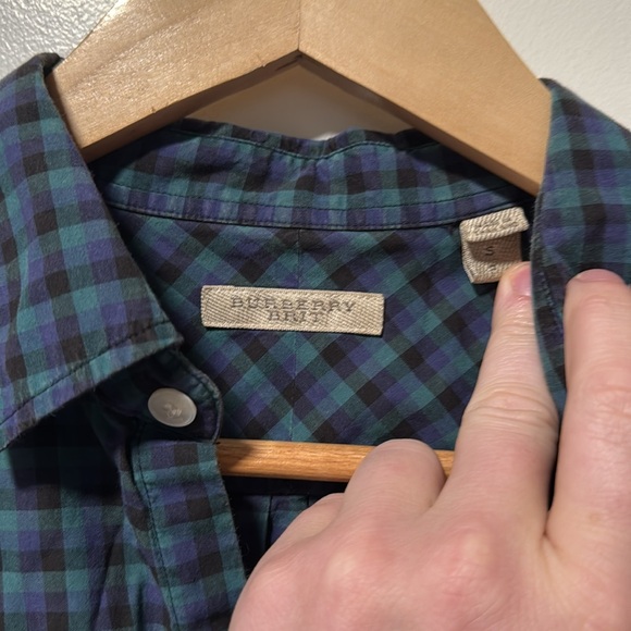 Burberry green blue and black checkered LS button down size small - Picture 2 of 5